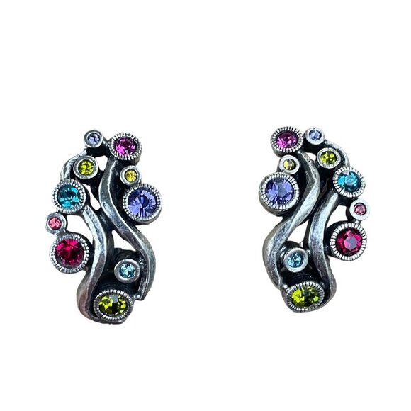 Patricia Locke Multi-Color Crystal Clip-On Earrings Year 2015 - Picture 1 of 6